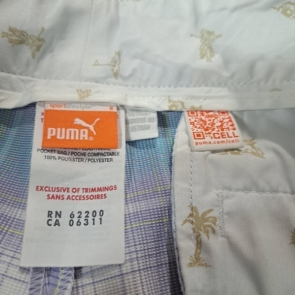 3 FOR 12 SALE Puma Golf Shorts 8 Blue Purple White Plaid Dry Cell Stretch Chino - Picture 6 of 13